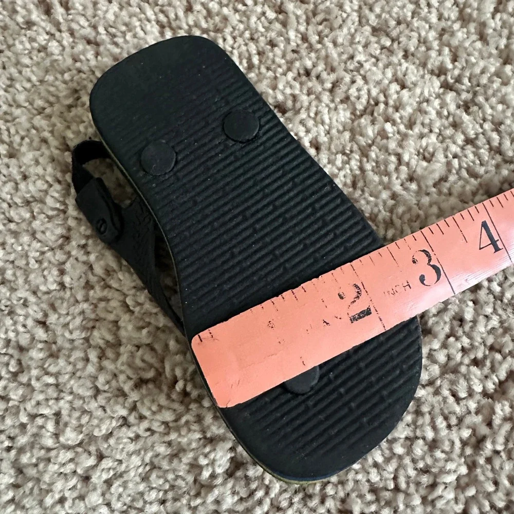 Havaianas Flip Flops Kids 7C Black Brazil Logo Elastic Back Strap Sandals
